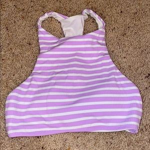 Purple & whit striped bathing suit top